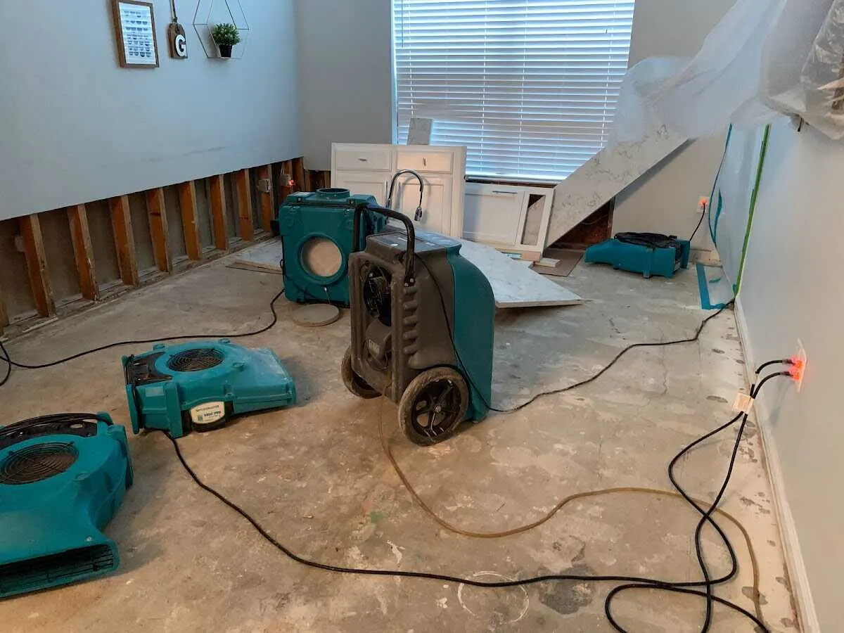 Dehumidifier in flood-cut room for Water Damage Restoration in Ohio