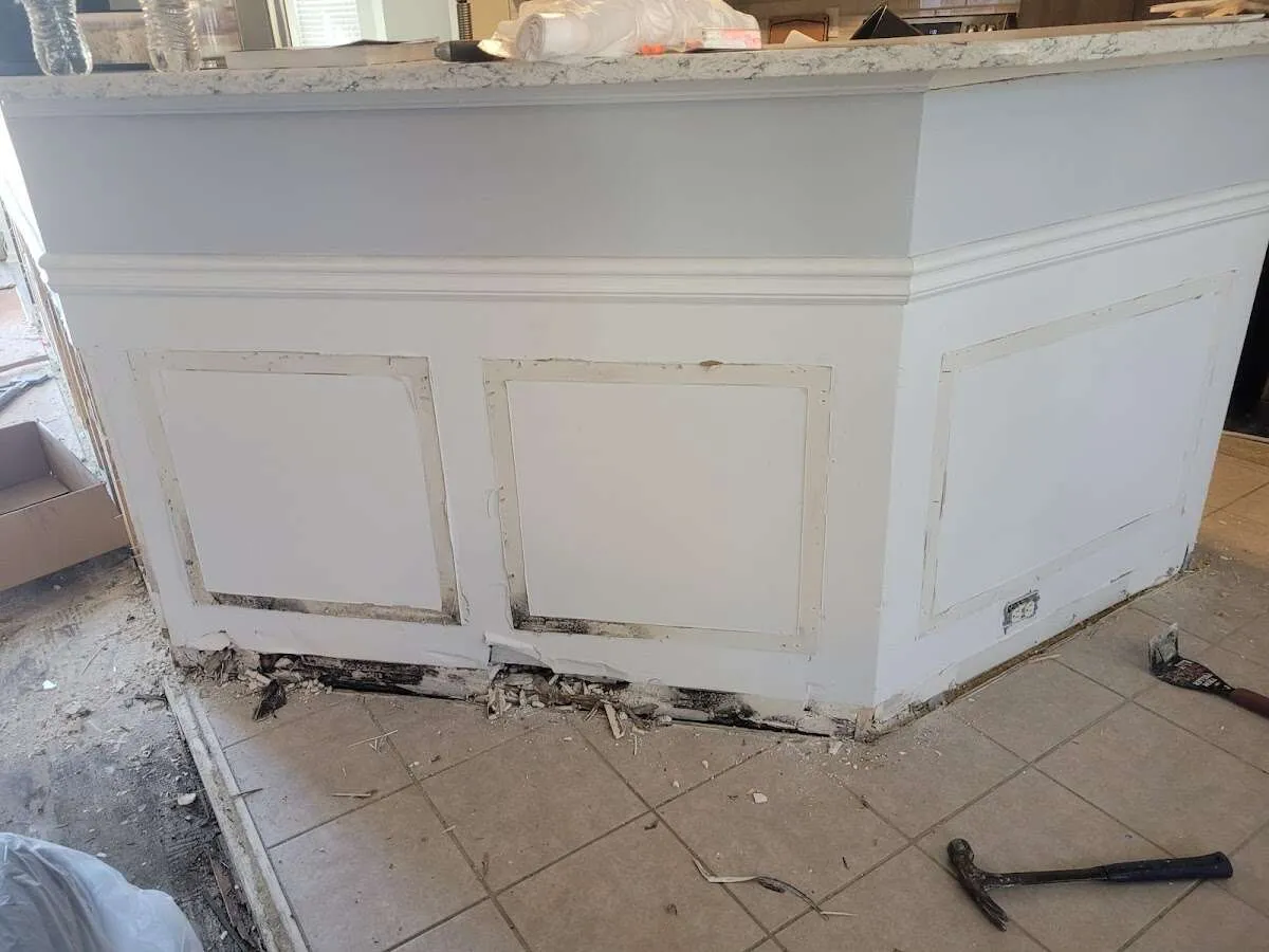 Water damage and mold on kitchen during Sewage Cleanup & Sanitation in Ohio
